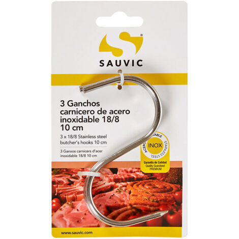 Gancio da macellaio in acciaio inox 18/8 lunghezza 100mm spessore 4mm