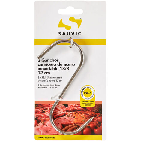 Gancio da macellaio in acciaio inox 18/8 lunghezza 120mm spessore 4mm