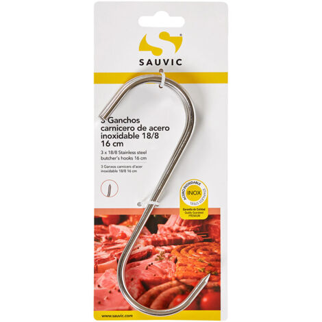 Gancio da macellaio in acciaio inox 18/8 lunghezza 160mm spessore 5mm