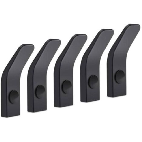 Gancio da parete in alluminio nero per asciugamani, appendiabiti, per bagno, cucina, ufficio, garage, 5 pezzi