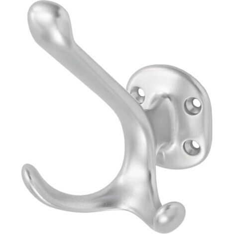gancio di fissaggio 0028 versione doppia A. 90mm alluminio argentato anodizzato H.100mm