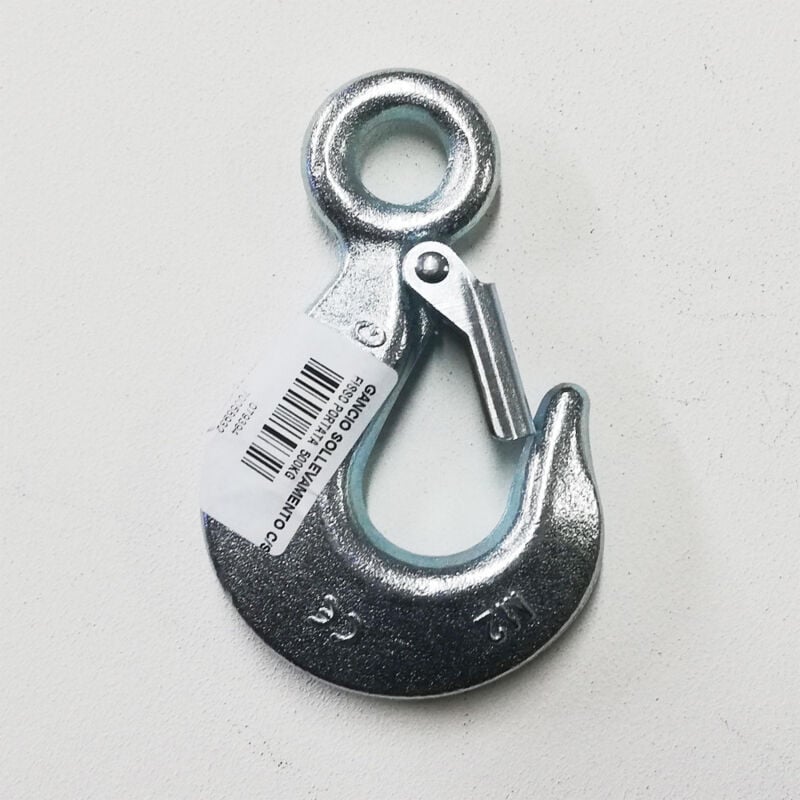 Gancio fisso portata 500kg per sollevamento in acciaio al carbonio zincato