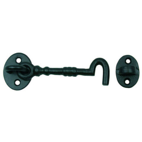 Gancio fermapersiane rustico nero snodato con incontro - mm.100 - 4 pz