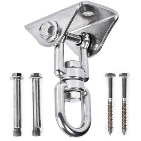 Gancio girevole a 360° in acciaio inox con vite di fissaggio, adatto per corde da boxe e fitness.