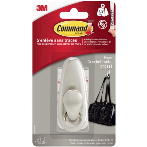 Gancio in metallo nichel spazzolato medio modello CommandTM FC12-BN