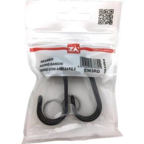 Gancio metallo doppio x corda elastica mm 6/8 cf=pz 2 (10 confezioni)