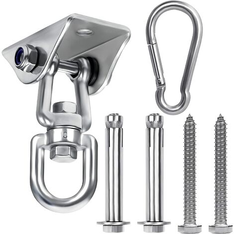 Yardwe 4 Pezzi Kit appendi Sedia Amaca in Acciaio Inox Amaca Hardware Gancio Girevole a Molla Regolare la Resistenza Durevole Resistente alla corrosione 