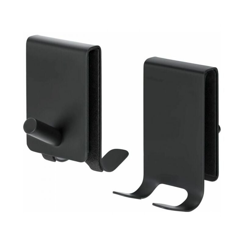 Image of Linjou - Gancio per asciugamano da doccia senza foratura Ganci per porta del bagno in acciaio inossidabile per vetro di spessore 4-10 mm 2 pezzi nero