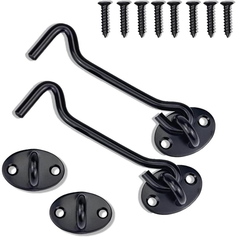 Gancio per porta, fermo per porta, chiusura per porta in 2 pezzi, gancio per chiusura porta, gancio fermaporta da 8 pollici, adatto per finestre,