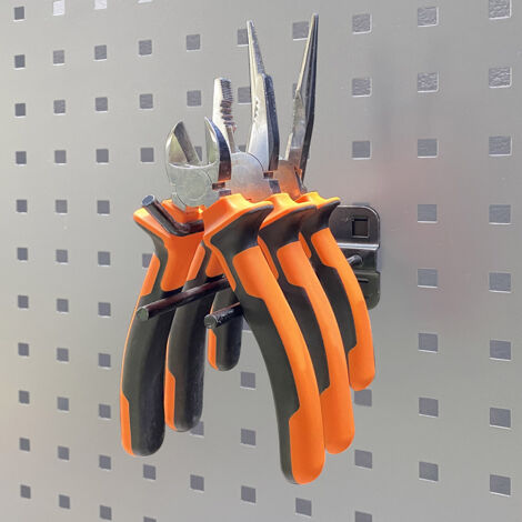 Gancio porta pinze doppia ARR-GAN-PD per pannelli porta attrezzi - compatibile con arredo officina ARR-OFF