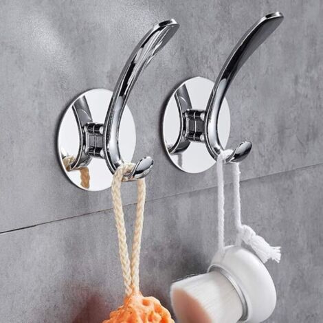 Gancio portasciugamani in acciaio inox, non necessita di foratura, per bagno e cucina, superficie lucida, 2 pezzi