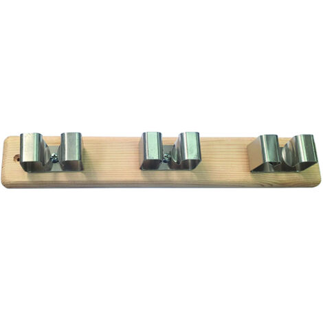 GANCIO PORTASCOPE IN ACCIAIO INOX SU BASE LEGNO 3 posti 6.00 pz