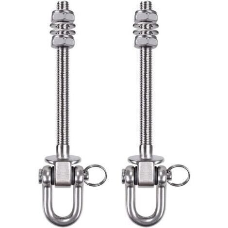 Gancio robusto in acciaio inox - Capacità 300 kg - 21 cm - Ganci per altalena in legno e acciaio - per amaca yoga, amaca, sacco da boxe, veranda