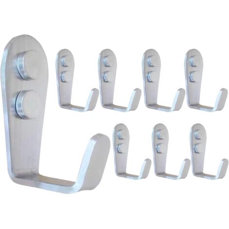 Gancio singolo da parete in acciaio inox, 8 ganci appendiabiti in metallo, piccoli ganci appendiabiti a L per ingresso, cucina, camera da letto, bagno, garage, giardino, ufficio, WC, argento