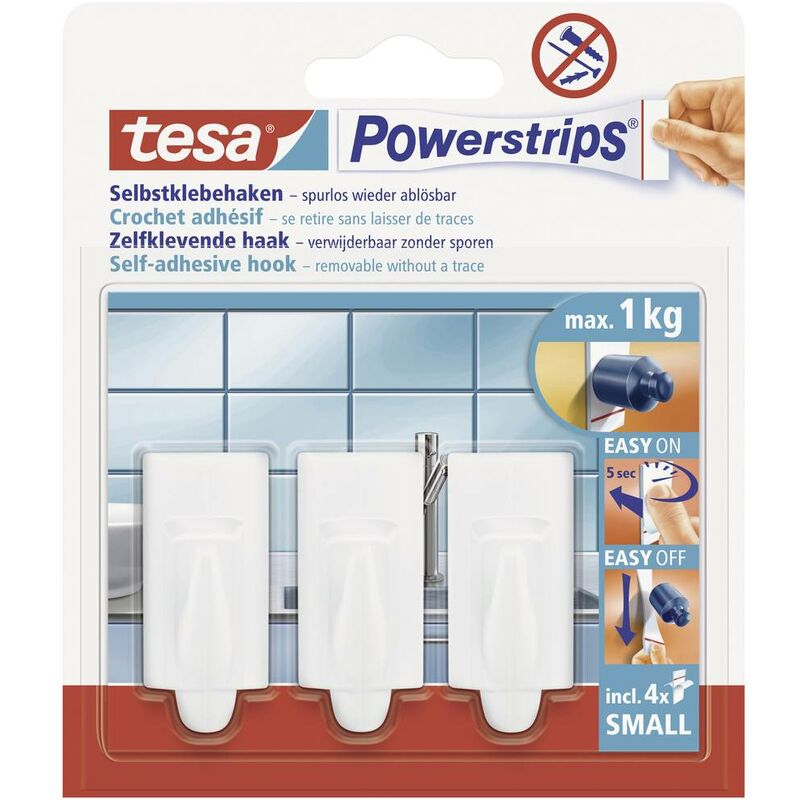 Image of Tesa - powerstrips® Ganci adesivi Small Trend Bianco Contenuto: 3 pz.