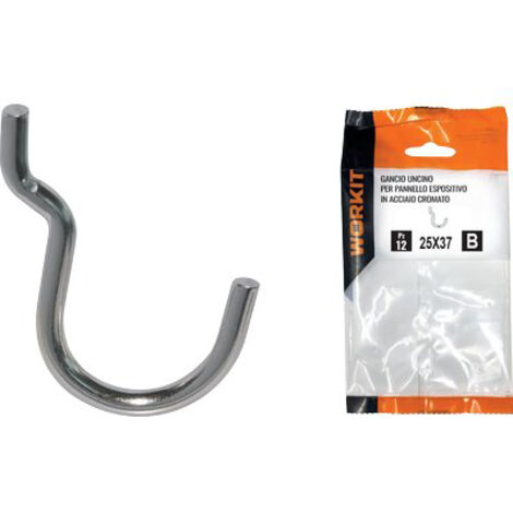 GANCIO UNCINO ACCIAIO SELF WORKIT - X PANNELLO ESPOSITIVO CROM NÂ° 3 MM 25X37 CF=PZ 12- 5 confezioni
