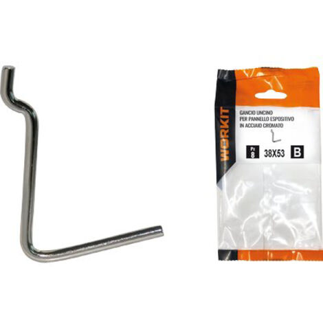 GANCIO UNCINO ACCIAIO SELF WORKIT - X PANNELLO ESPOSITIVO CROM NÂ° 6 MM 38X53 CF=PZ 10- 5 confezioni