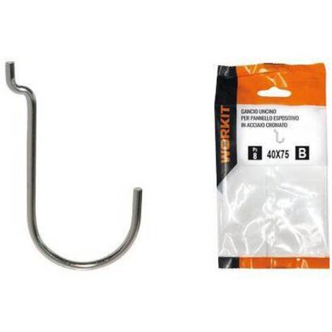 GANCIO UNCINO ACCIAIO SELF WORKIT - X PANNELLO ESPOSITIVO CROM Nè° 5 MM 40X75 CF=PZ 12 - 5 Confezioni