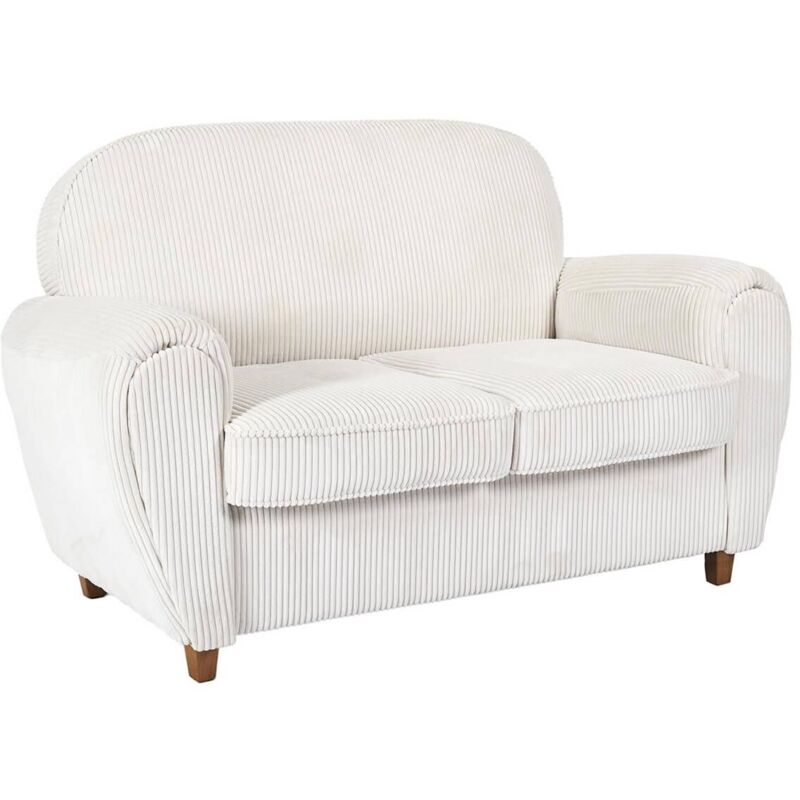 Altobuy - gandy - Canapé Club 2 Places Tissu Velours Côtelé Beige