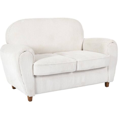 GANDY - Canapé Club 2 Places Tissu Velours Côtelé Beige