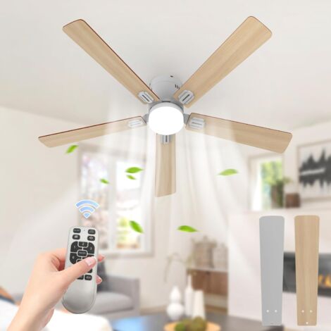 Ganeed 132cm Ventilateur Plafond avec Lumiere Double Face Pale, Silencieux Ventilateur de Plafond avec Telecommande et Réversible DC Moteur, LED Lampe Ventilateur Plafond pour Chambre Salon Cuisine