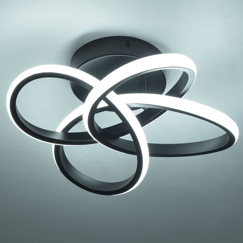 Ganeed - 32W Round led Ceiling Light Modern Black Flush Mount Lamp with Cool White Light Slim Energy-Saving Design for Living Room & Bedroom