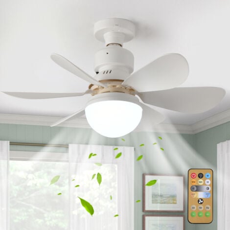 Ganeed 42cm Ventilatore da Soffitto con Luce e Telecomando, 30W Ventilatore Soffitto LED Dimmerabile, Piccolo Ventilatori a Soffitto Silenzioso con Attacco E27 per Camera da Letto, 3 Velocità