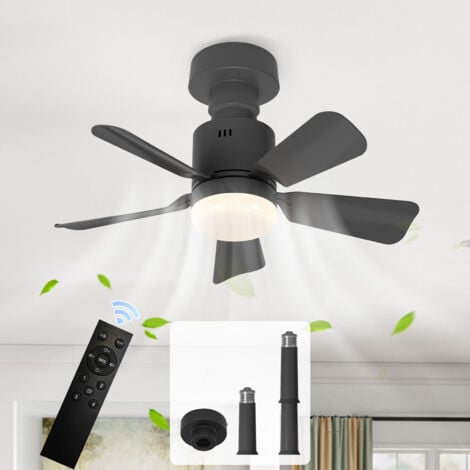 Ganeed 45cm Silencieux Ventilateur de Plafond avec Lumière et Telecommande, 24W Lampe Ventilateur Plafond avec Douille E27, Dimmable LED Ventilateur Plafond pour Chambre, Salon, 3 Vitesses, 5 Pales