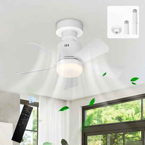 Ganeed 45cm Silencieux Ventilateur de Plafond avec Lumière et Telecommande, 24W Lampe Ventilateur Plafond avec Douille E27, Dimmable LED Ventilateur Plafond pour Chambre, Salon, 3 Vitesses, 6 Pales