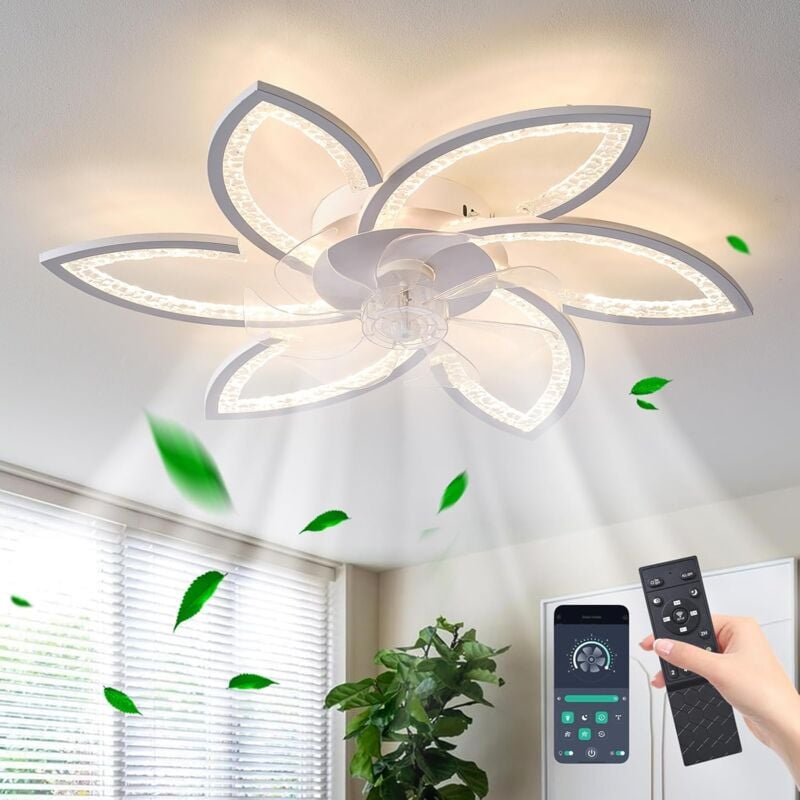 Ganeed - 78 cm Ventilateur de Plafond avec Télécommande avec éclairage Salon Luminaire Ventilateur Plafonnier Dimmable Lampe Ventilateur Silencieux