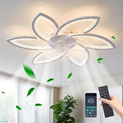 Ganeed 78 cm Ventilateur de Plafond avec Télécommande avec éclairage Salon Luminaire Ventilateur Plafonnier Dimmable Lampe Ventilateur Silencieux Moteur DC Réversible 6 Vitesses pour Chambre,Blanc