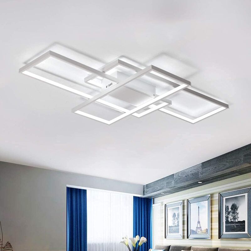Ganeed - Deckenleuchte, Moderne led Deckenleuchten mit 3 Quadraten,68W Kaltweiß Einfaches Design Aluminium Acryl Unterputz Deckenlampe Leuchten für