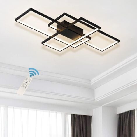 Ganeed Dimmbare Deckenleuchte,3 Quadrate Moderne LED Deckenleuchten mit Fernbedienung,Kreatives Design 50W Acryl Unterputz Deckenlampe Kronleuchter Leuchte für Wohnzimmer Esszimmer Schlafzimmer