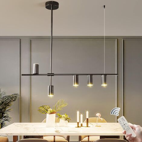 Ganeed Lampada a sospensione, dimmerabile, moderna illuminazione a LED con faretti, lampada a sospensione lineare regolabile per cucina isola sala da pranzo soggiorno (nero 30W)