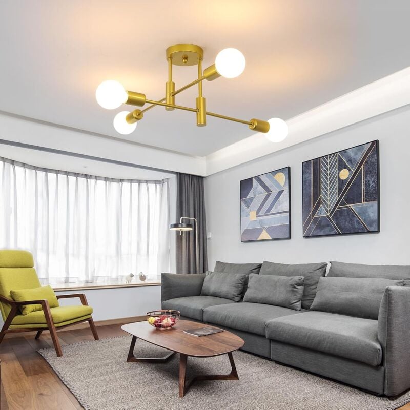 Ganeed - Lampe à suspension de lustre moderne réglable en hauteur 4 lumières en métal industriel vintage support lustre pour salon salle à manger