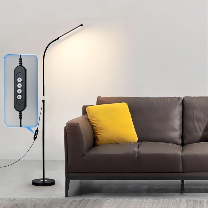 Ganeed - living room floor lamp, 10W led plate, adjustable brightness, flexible head, choice of warm, neutral or cool white light, touch function,