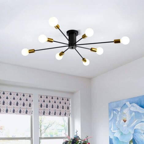Ganeed Modern Chandelier Ceiling Light Fixture, 8-Light Sputnik Dining Chandeliers Gold and Black Chandelier Over Table, Mid Century Lights Fixture for Dining Room Living Room Kitchen Island