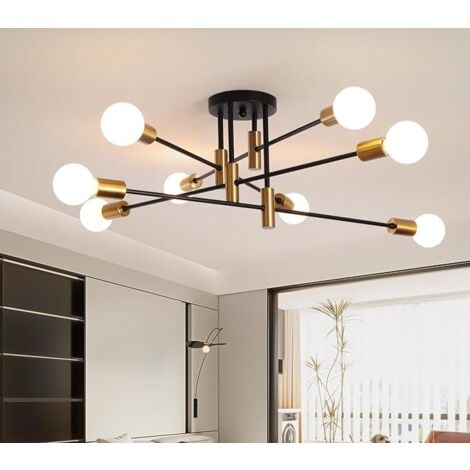 Ganeed Modern Sputnik Chandelier Ceiling Light, Black Gold Dining Room Ceiling Lighting, 8-Light Mid Century Ceiling Pendant Lights for Bedroom Living Room (E27 Bulbs, NOT Included)