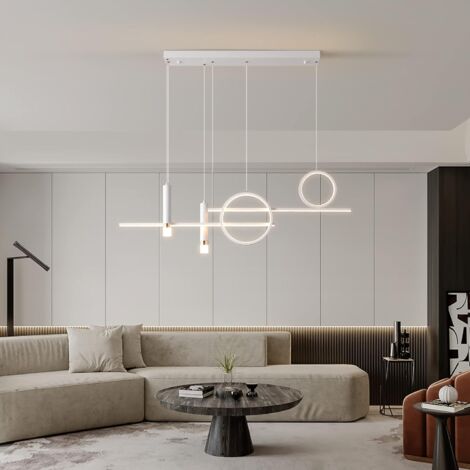 Ganeed Moderner LED Pendelleuchten Dimmbare Pendelleuchte mit Fernbedienung, Esstischlampe Pendelleuchte für Wohnzimmer, Esszimmer, Küche, Schlafzimmer (Weiß) 50W
