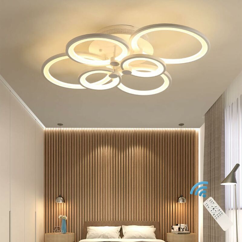 Image of Ganeed Plafoniera a LED, 6 Anelli 72W Lampadario Dimmerabile Lampada Creativo in Acrilico Illuminazione a Soffitto Lampada da Soffitto Moderna con