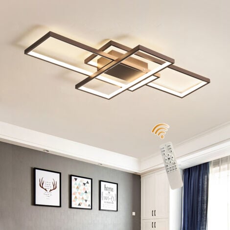 Ganeed Plafoniera Lampadario LED Dimmerabile con Telecomando, Moderna Lampada Da Soffitto Quadrata A 3 Strati 50W Acrilico Montaggio A Incasso Plafoniere per Sala da Pranzo Soggiorno Cucina Ufficio