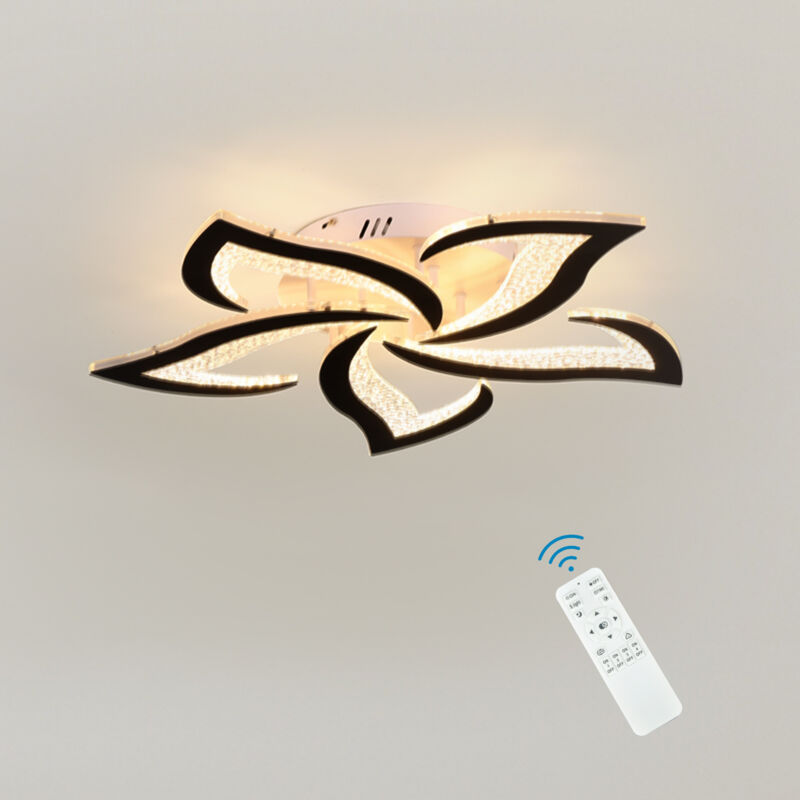 Image of Ganeed - Plafoniera led moderna a forma di fiore con telecomando Dimmerabile Lampadario a sospensione nera per soggiorno camera da letto