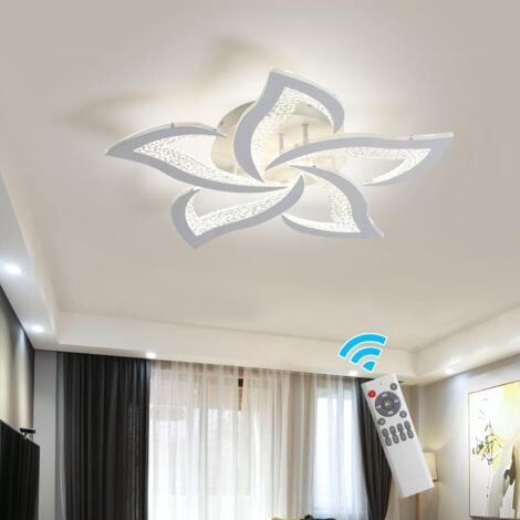 Ganeed Plafoniera moderna a LED dimmerabile con telecomando, 45W plafoniera a forma di fiore per soggiorno, camera da letto, cucina, corridoio, balcone, sala da pranzo, bianco