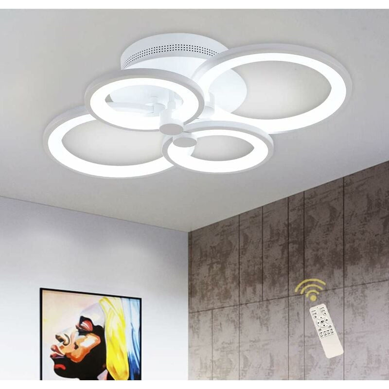 Image of Plafoniera moderna, plafoniere a soffitto a led in metallo acrilico da incasso, lampadario a led da 56W per soggiorno, cucina, camera da letto, sala