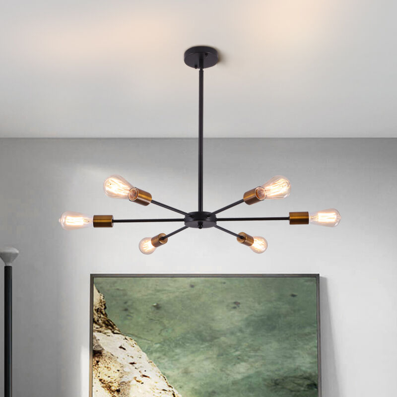 Ganeed - Rustic 6-Light Chandeliers,French Country Vintage Chandelier,Metal in Antique Bronze Pendant Chandelier,Pendant Light Fixture for Island