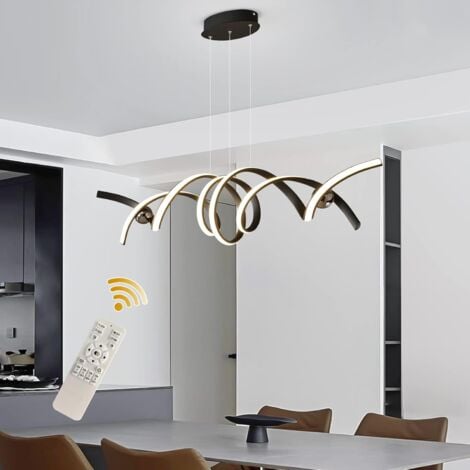 Ganeed Suspension Moderne LED Luminaire Dimmable Lustre avec Télécommande Suspensions Luminaire table à manger Suspendues Modernes en Aluminium pour Salle à Manger Cuisine Bureau Noir 100cm