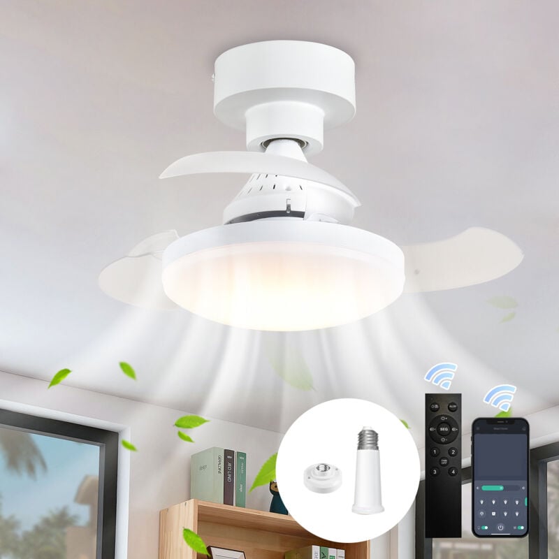 Ganeed - Ventilateur de plafond rétractable avec lumière et télécommande, petit ventilateur de plafond sans pale avec lumière led dimmable pour la