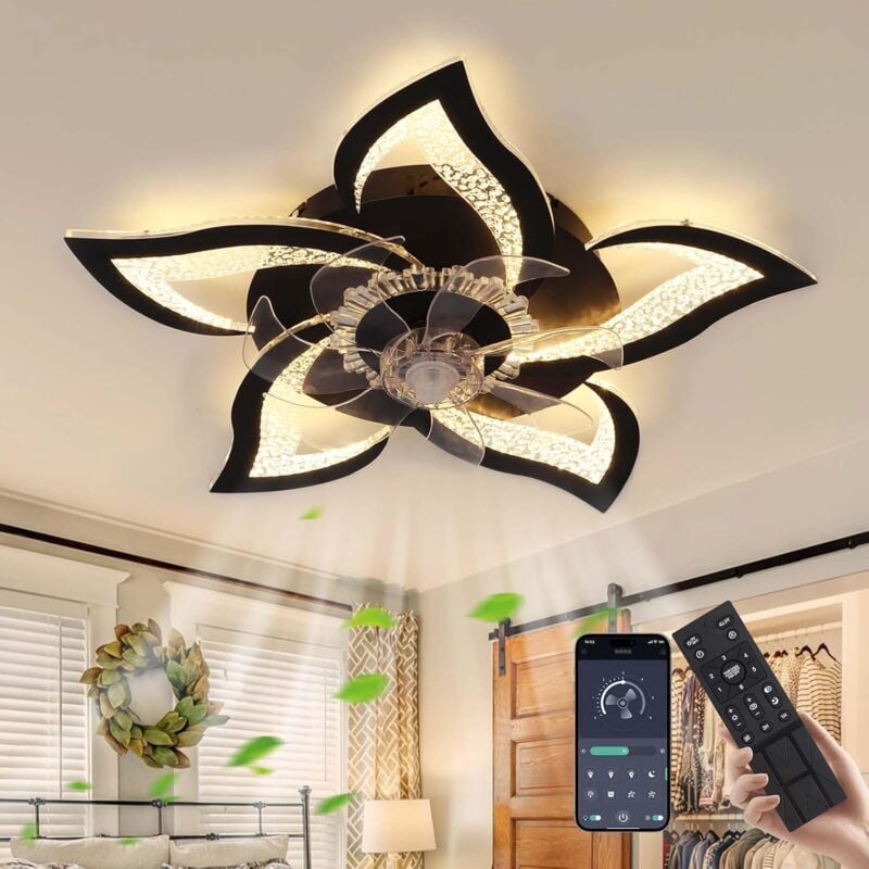 Ganeed - Ventilateur De Plafond Silencieux à led Avec éclairage, Plafonnier De Chambre à Coucher 60W, Avec Télécommande Et Lampe à Intensité Variable