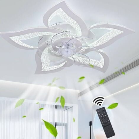 Ganeed Ventilateur De Plafond Silencieux à LED Avec éclairage, Plafonnier De Chambre à Coucher 60W, Avec Télécommande Et Lampe à Intensité Variable Avec Ventilateur Acrylique Lampes Cuisine De Salon