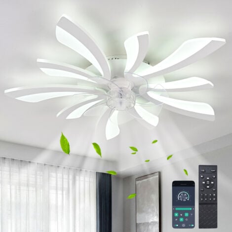 Ganeed Ventilatore da soffitto a LED con illuminazione/Dimmerabile con telecomando, Lampada da soffitto moderna e silenziosa per luci della camera da letto del soggiorno